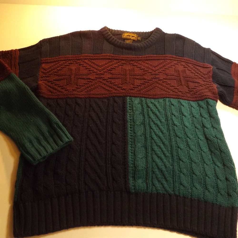 Eddie Bauer 1990's Cable Knit Sweater, Mens, Size Small